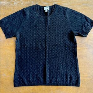 Charter Club 2 Ply Black Cashmere Short Sleeve Size Large. Never worn!